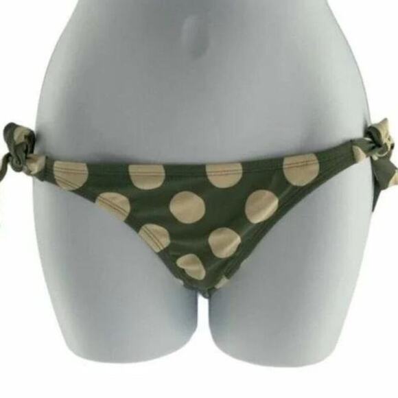 Xhilaration Womens Olive Polka Dot Cheeky Side Tie Bikini Bottom Size Small - Picture 1 of 5